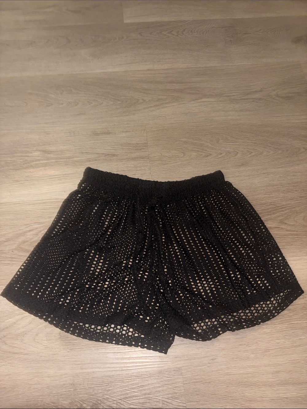 Fashion Nova Black Crochet Overlay Skort Shorts